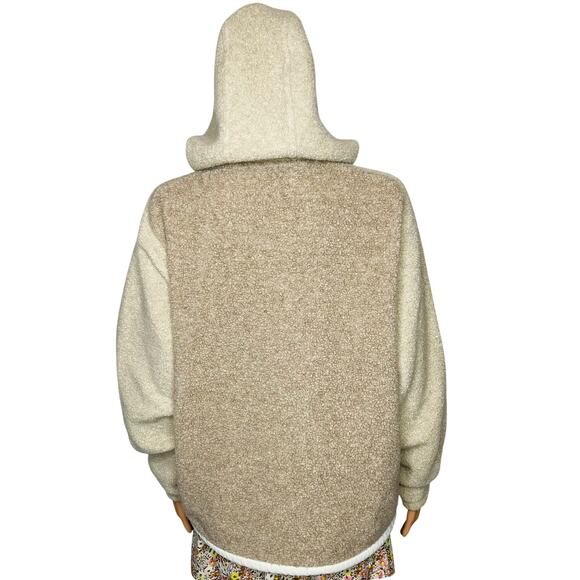 Outdoor voices women’s MegaFleece Wool Blend Snap Up Hoodie size M Colorblock - Picture 2 of 11